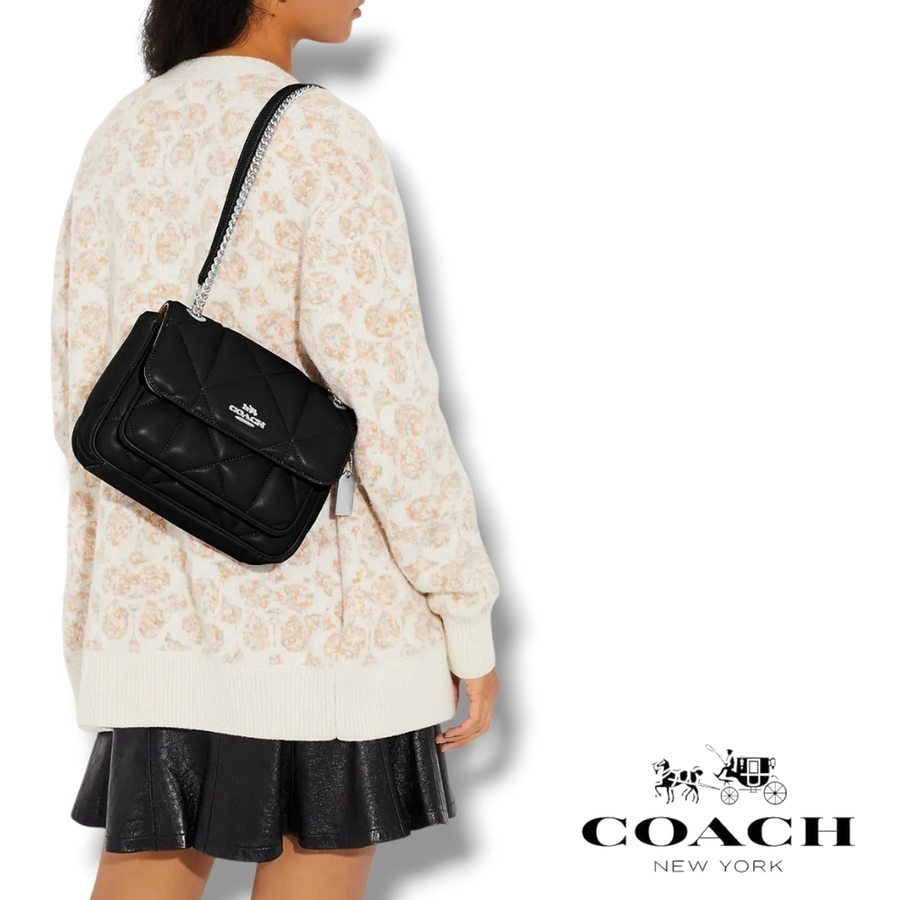 Coach Klare 25 Black Napa Leather Puffy Diamond Quilted Crossbody Shoulder CJ611 - Picture 3 of 16